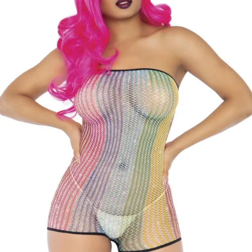 Leg Avenue Lingerie Rainbow Fishnet Strapless Romper