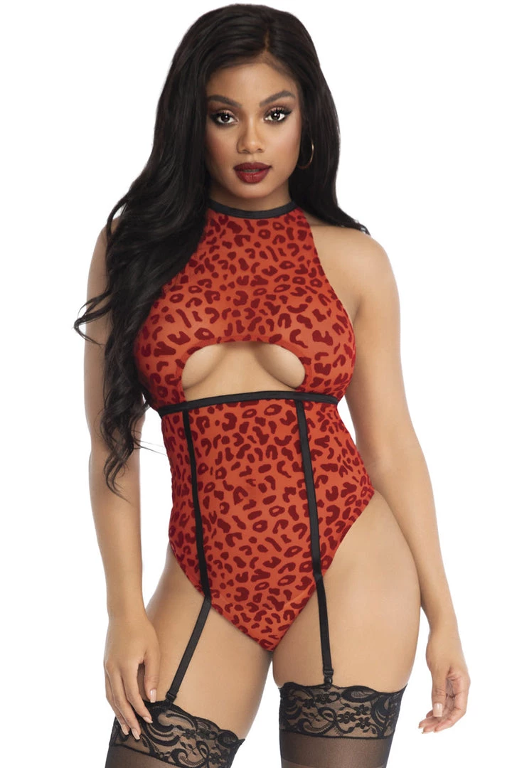 Leg Avenue Lingerie Velvet Leopard Garter Teddy 1 Leg Avenue Lingerie Velvet Leopard Garter Teddy