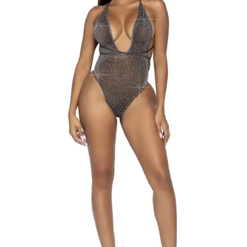 Leg Avenue Convertible Plunging Rhinestone Teddy Lingerie