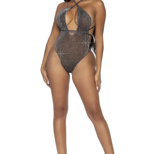 Leg Avenue Convertible Plunging Rhinestone Teddy Lingerie