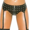 Elegant Moments Leather Garter Belt With Zipper Lingerie