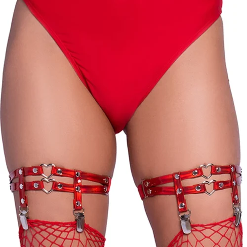 Leg Avenue Dual Strap Wet Look Leg Garters