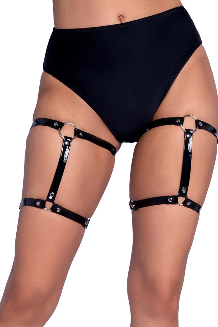 Leg Avenue Accessories Dual Strap Vinyl Leg Garters 1 Leg Avenue Accessories Dual Strap Vinyl Leg Garters