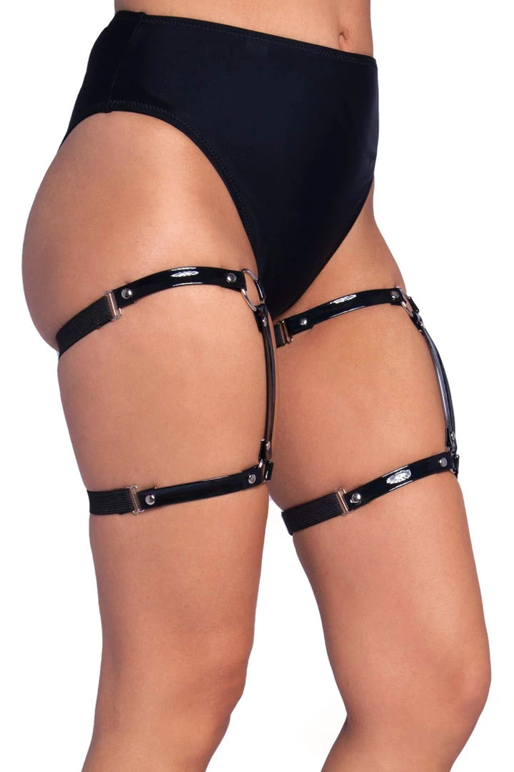 Leg Avenue Accessories Dual Strap Vinyl Leg Garters 3 Leg Avenue Accessories Dual Strap Vinyl Leg Garters