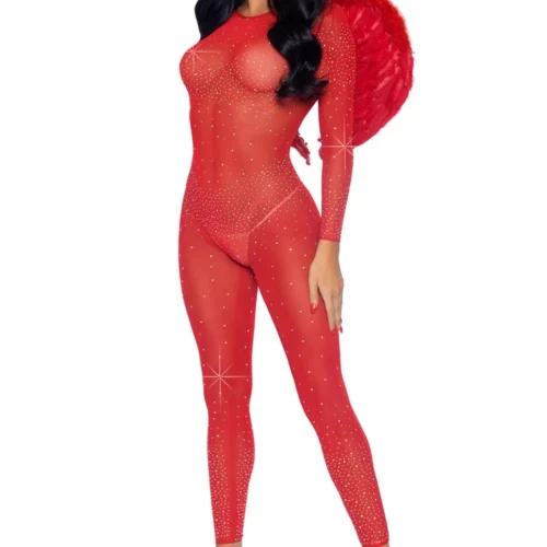 Leg Avenue Lingerie Sheer Rhinestone Catsuit