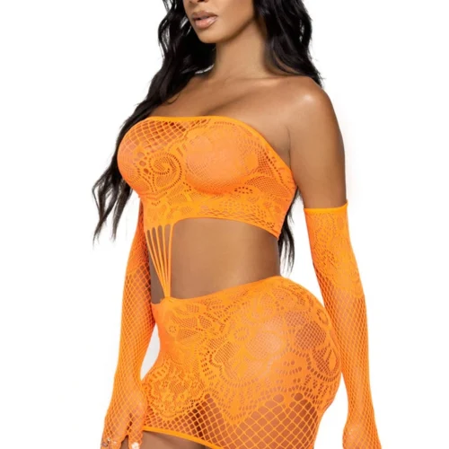 Leg Avenue Strapless Patterned Cut Out Chemise Lingerie