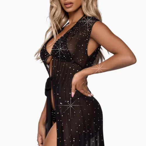 Leg Avenue Iridescent Floor Length Robe Lingerie