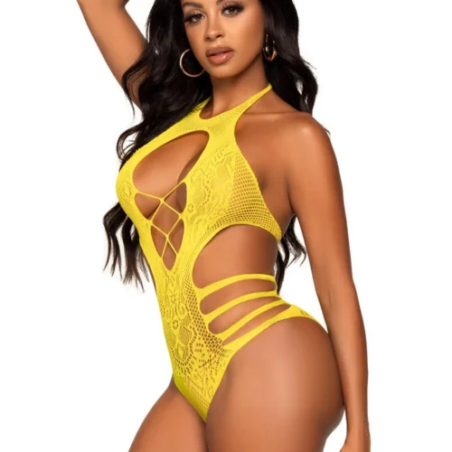 Leg Avenue Strappy Seamless Lace Bodysuit Lingerie
