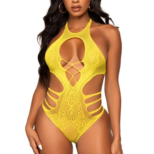 Leg Avenue Strappy Seamless Lace Bodysuit Lingerie
