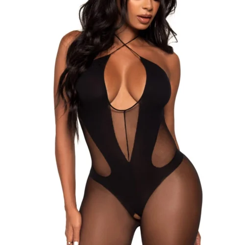Leg Avenue Sheer And Opaque Patterned Bodystocking
