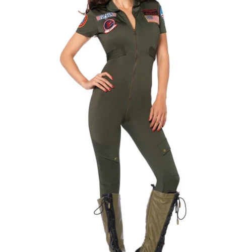 Leg Avenue Sexy Halloween Costumes Women's Top Gun Flight Suit Costume