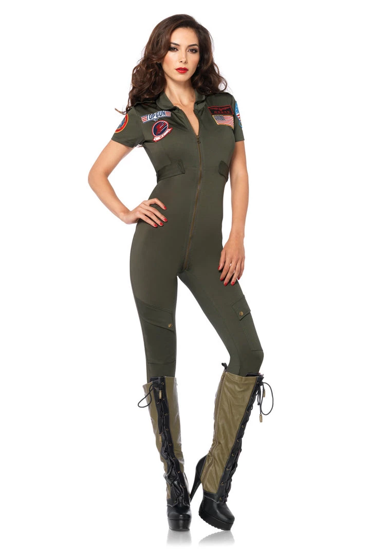 Leg Avenue Sexy Halloween Costumes Women's Top Gun Flight Suit Costume 2 Leg Avenue Sexy Halloween Costumes Women's Top Gun Flight Suit Costume