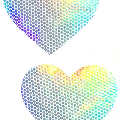 NevaNude Liquid Party White Holographic Heart Pasties