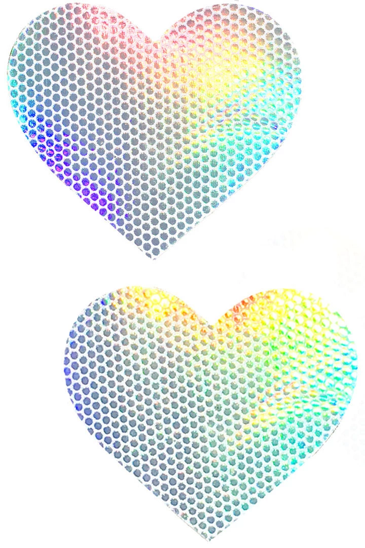 NevaNude Liquid Party White Holographic Heart Pasties 1 NevaNude Liquid Party White Holographic Heart Pasties