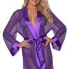 Magic Silk Chyna Purple Dotted Mesh Kimono Robe