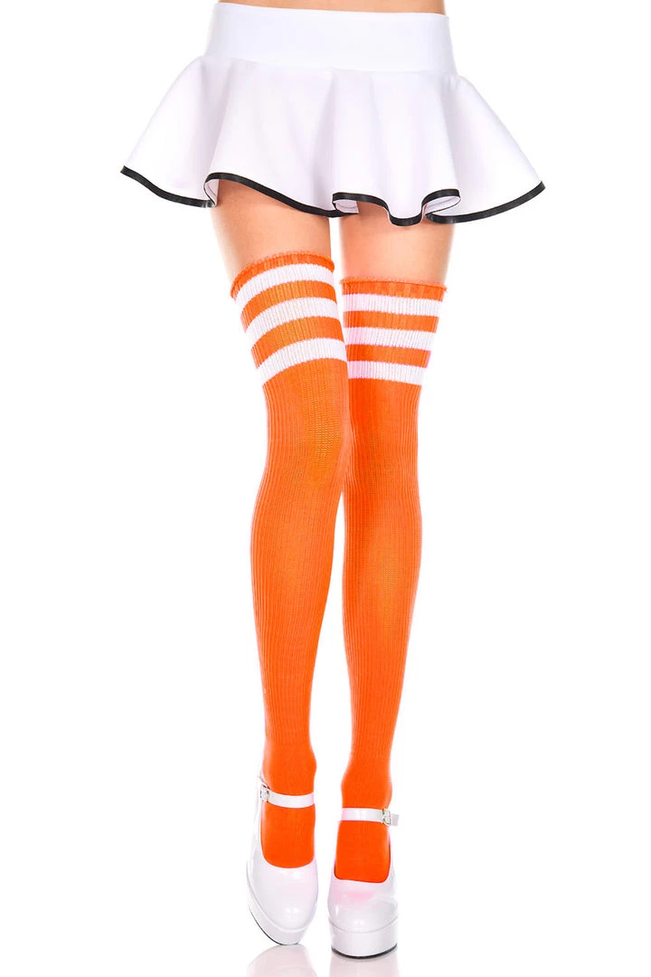 Music Legs Athletic Striped Thigh Highs Hosiery 12 Music Legs Athletic Striped Thigh Highs Hosiery