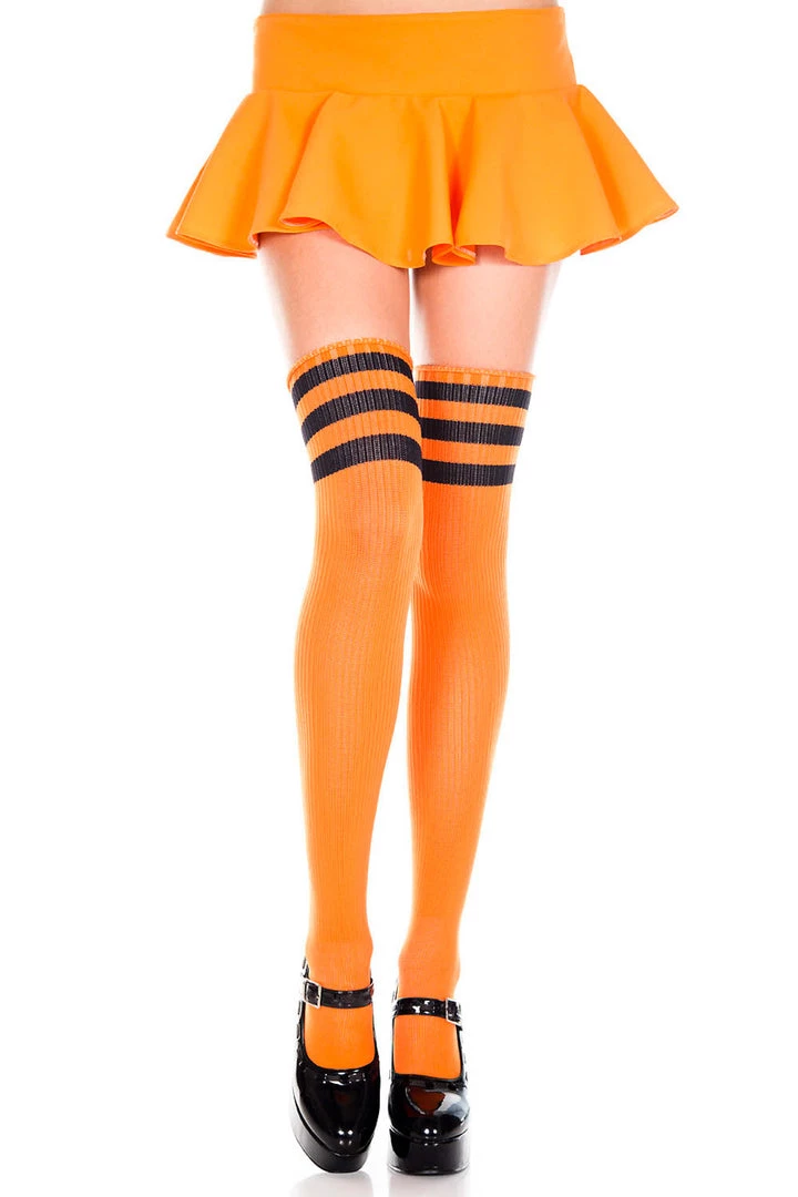 Music Legs Athletic Striped Thigh Highs Hosiery 15 Music Legs Athletic Striped Thigh Highs Hosiery