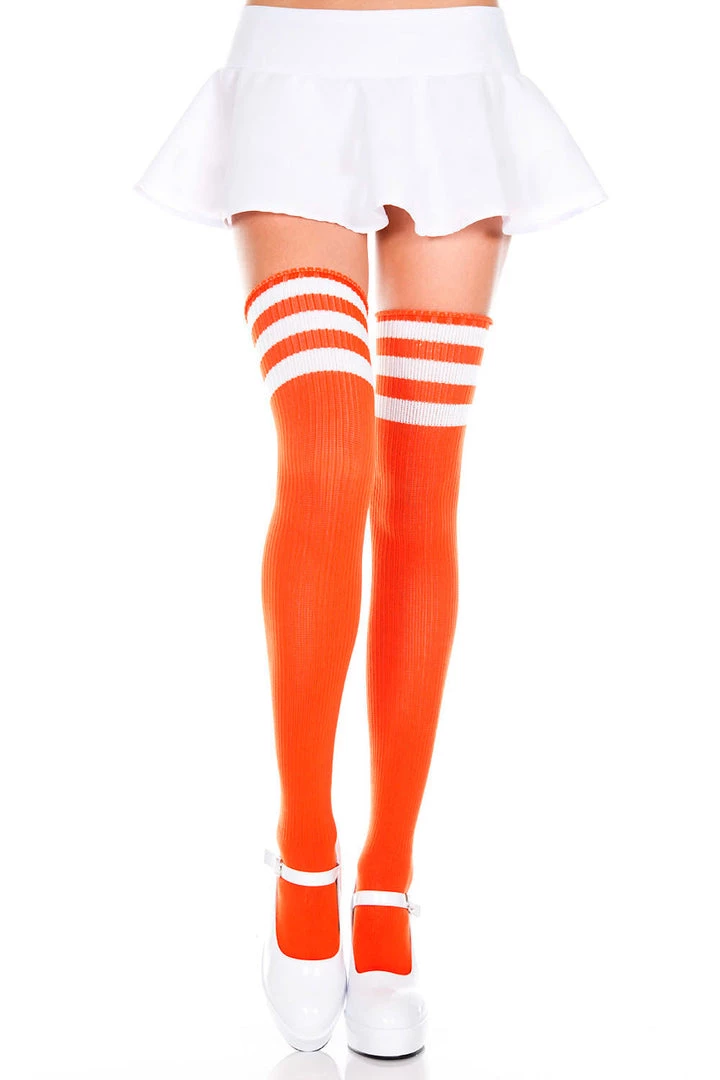 Music Legs Athletic Striped Thigh Highs Hosiery 16 Music Legs Athletic Striped Thigh Highs Hosiery