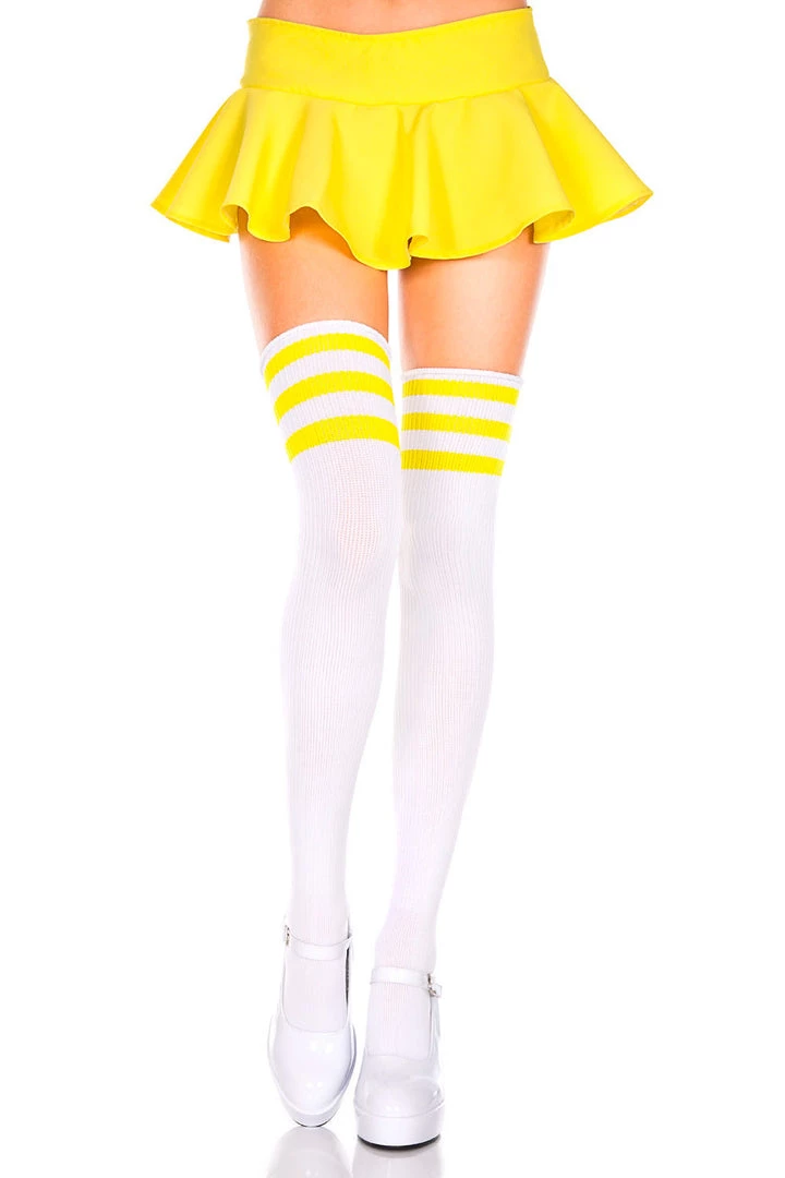 Music Legs Athletic Striped Thigh Highs Hosiery 36 Music Legs Athletic Striped Thigh Highs Hosiery