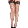 Music Legs Fishnet Thigh Highs With Lace Hosiery