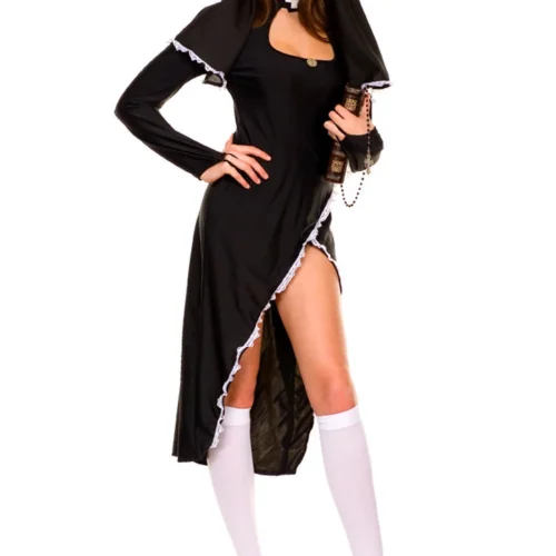 Music Legs Sexy Halloween Costumes Flirty Nun Costume