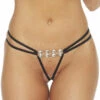 BodyShotz Large Rhinestone Vajazzle Crotchless Panty Lingerie