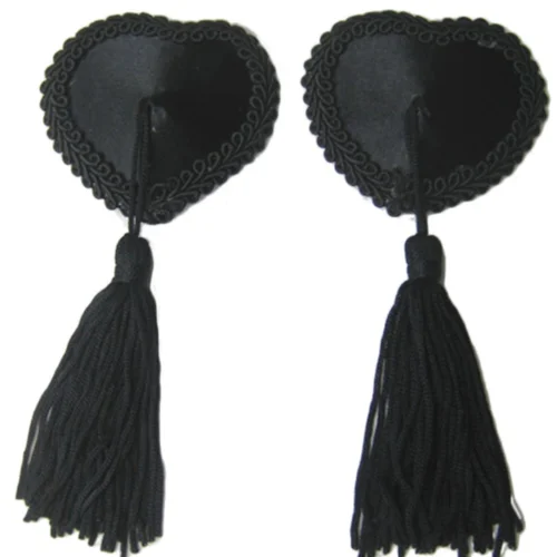 OY Brands Embroidered Heart Shaped Tassel Nipple Pasties