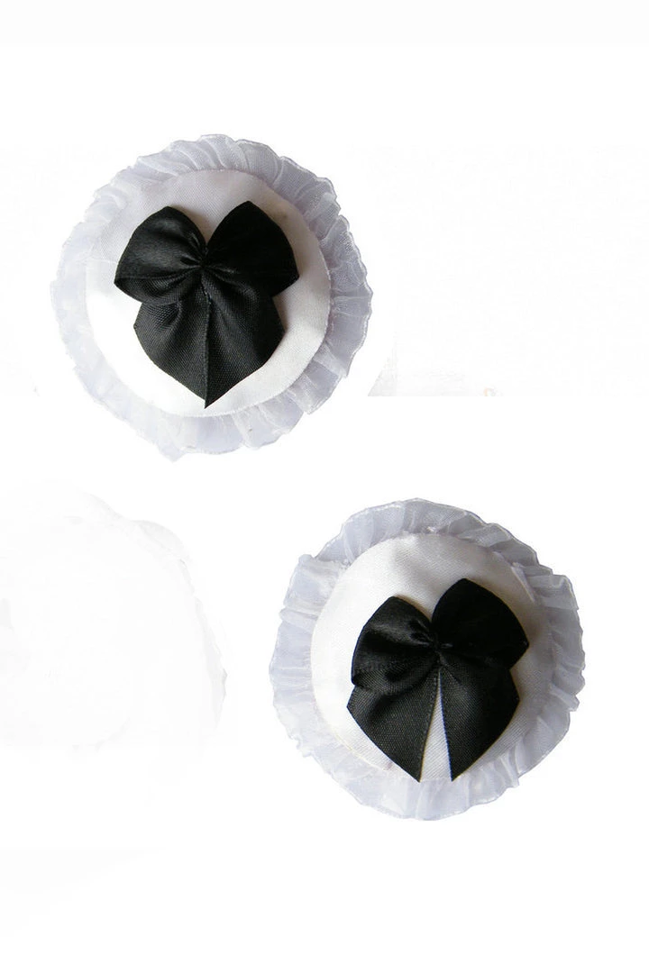 OY Brands White Cone And Black Bows Nipple Pasties 1 OY Brands White Cone And Black Bows Nipple Pasties