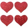 Pastease Petites: Two-Pair Small Red Glitter Hearts Nipple Pasties