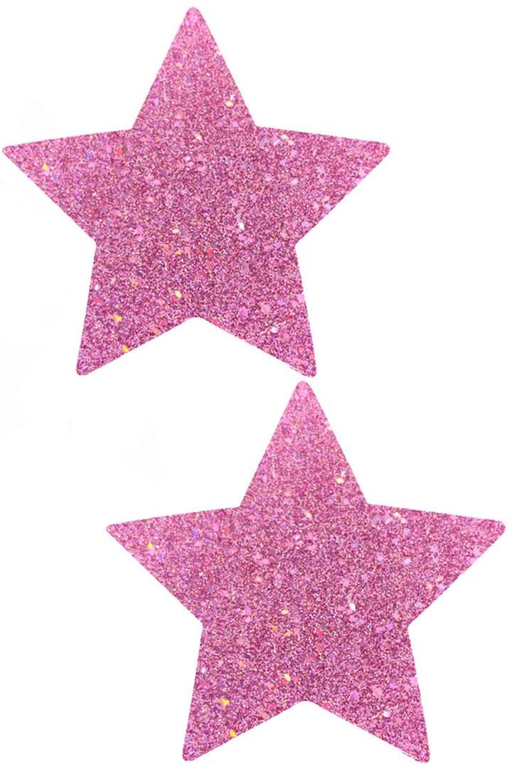NevaNude Iridescent Pink Glitter Stars Pasties 1 NevaNude Iridescent Pink Glitter Stars Pasties