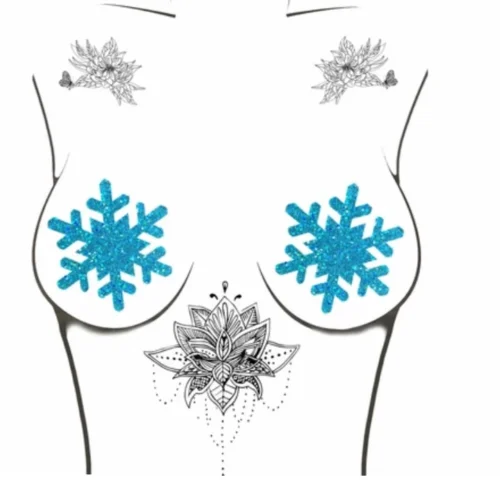 NevaNude Turquoise Glitter Snowflake Christmas Nipple Pasties Lingerie