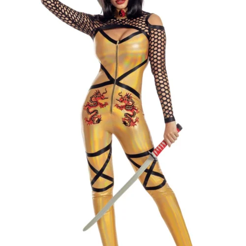 Party King Golden Dragon Ninja Costume Sexy Halloween Costumes
