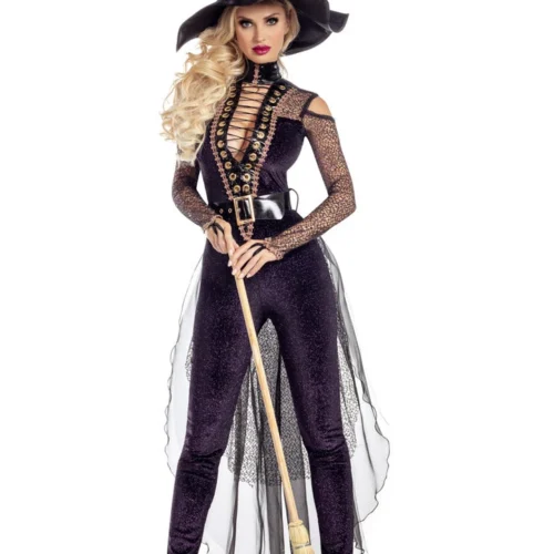 Party King Sexy Halloween Costumes Midnight Violet Witch Costume