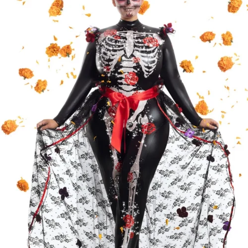 Party King Plus Size Rosas Day Of The Dead Costume