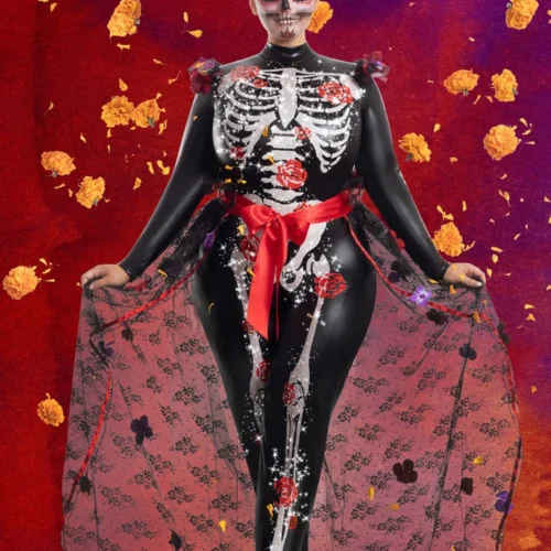 Party King Plus Size Rosas Day Of The Dead Costume