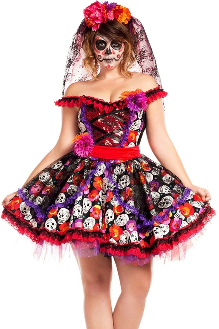 Party King Plus Costumes Lady Muerta Costume Plus 3 Party King Plus Costumes Lady Muerta Costume Plus