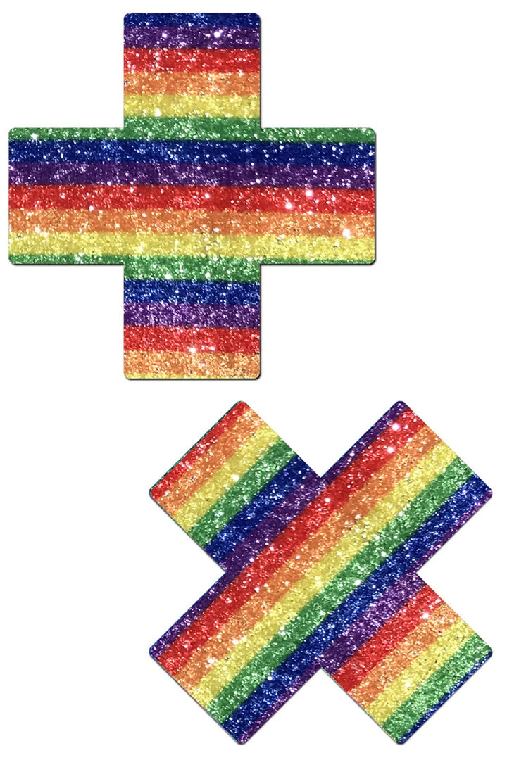 Pastease Glittering Rainbow XX Nipple Pasties 1 Pastease Glittering Rainbow XX Nipple Pasties