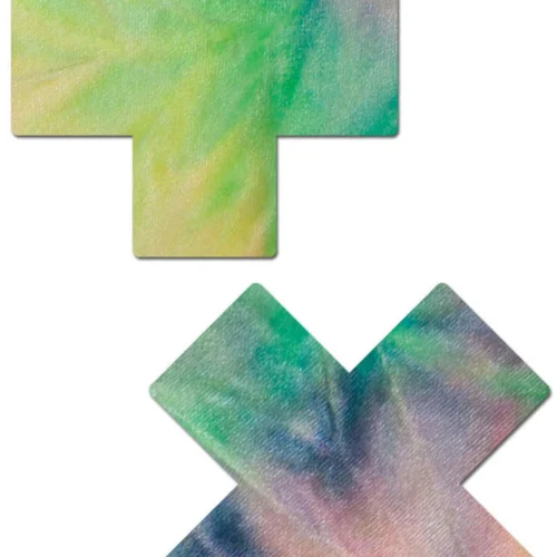 3WISHES Pastel Tie-Dye Rainbow Cross Pasties
