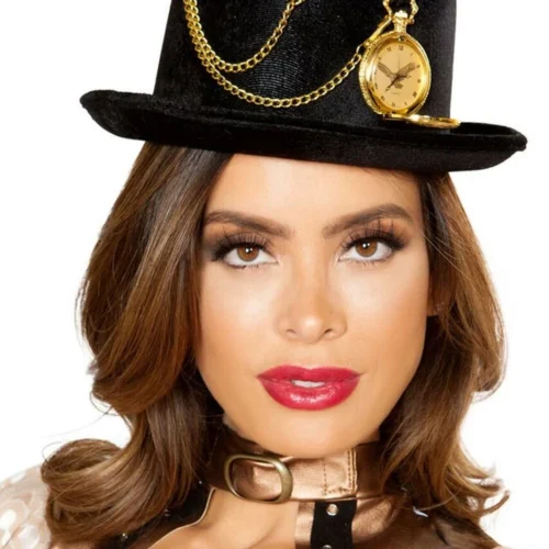 Roma Costume Black Top Hat With Pocket Watch