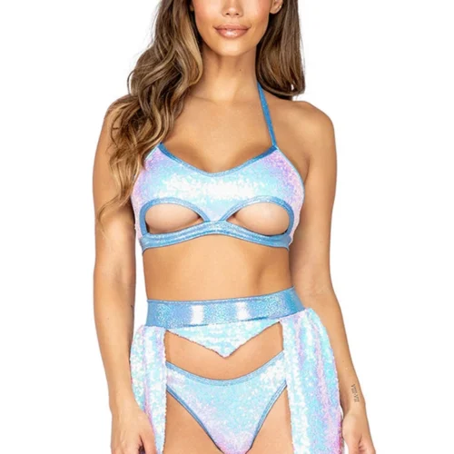 Roma Costume Clothing Sequin Underboob Cutout Bikini Top