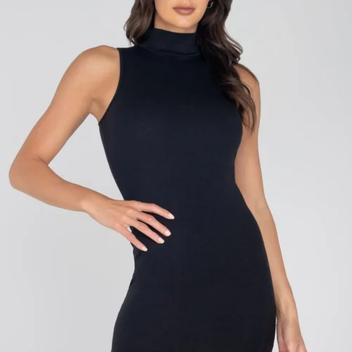 Roma Costume Ribbed Turtle Neck Dress Clothing