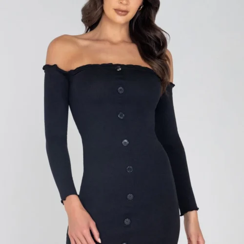 Roma Costume Clothing Ribbed Off The Shoulder Mini Dress