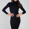 Roma Costume Classic Turtle Neck Midi Dress Clothing
