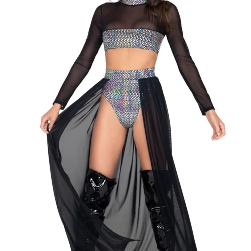 Roma Costume Sheer Open Skirt With Waist Band