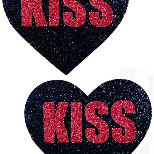 NevaNude Lingerie Kiss Black Glitter Heart Nipple Pasties