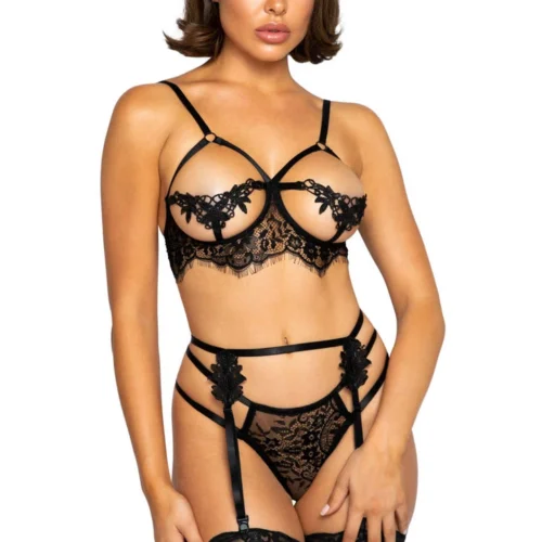 Roma Costume Black Applique Bra Set 5 Roma Costume Black Applique Bra Set