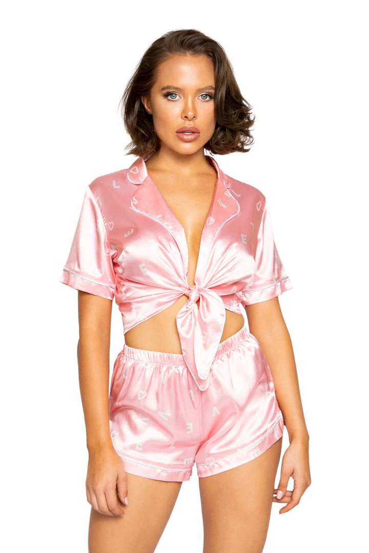 Roma Costume LOVE Satin Pajama Set Lingerie 1 Roma Costume LOVE Satin Pajama Set Lingerie