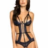 Roma Costume Lingerie Crotchless Teddy With Multiple Cutouts And Lace Detail