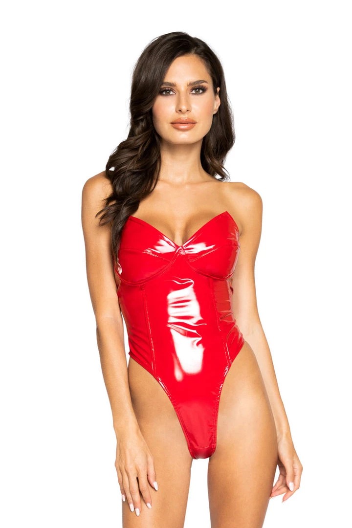 Roma Costume Vinyl Bodysuit With Back Zipper And Thong Back Lingerie 1 Roma Costume Vinyl Bodysuit With Back Zipper And Thong Back Lingerie