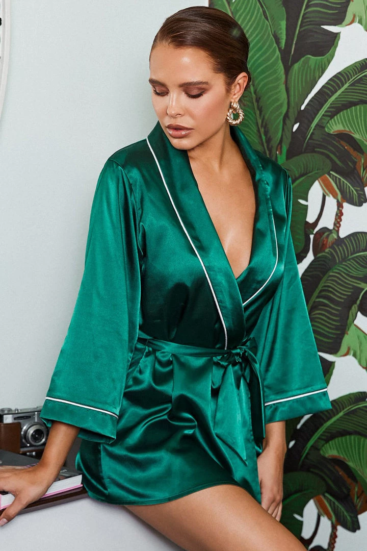 Roma Costume Elegant Green Satin Robe Lingerie 3 Roma Costume Elegant Green Satin Robe Lingerie